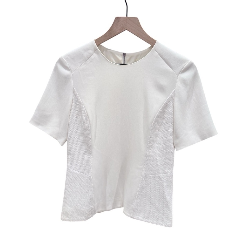 Rag & Bone Ivory Structured Panel Top Size 2 Short Sleeve Minimalist Blouse